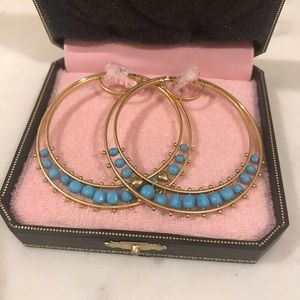Juicy Couture Turquoise & Gold Hoop Earrings.